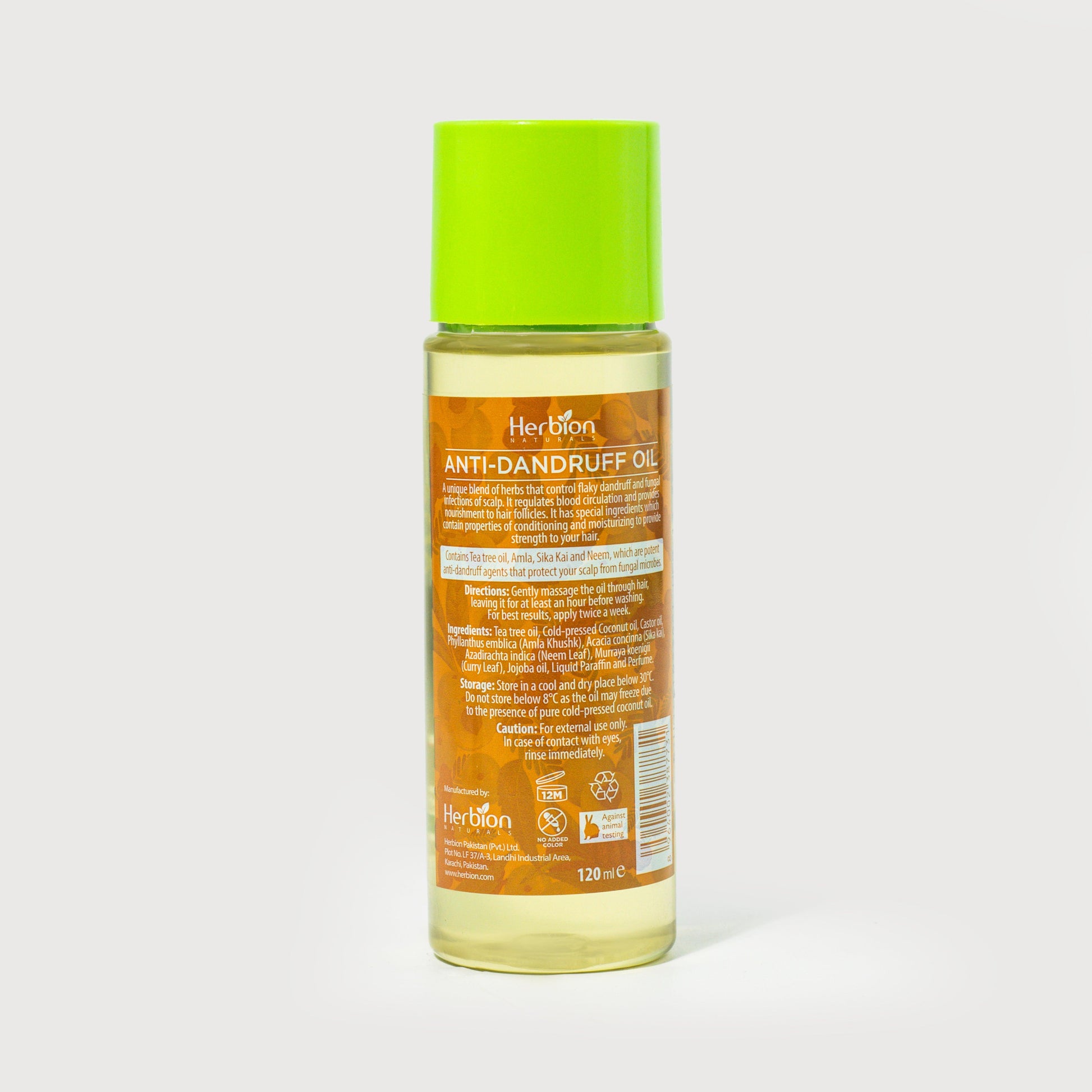 Herbion Naturals Anti Dandruff Oil 120ml - Pure Cold Pressed Oil - Enriched with Jojoba Oil - Herbion Naturals