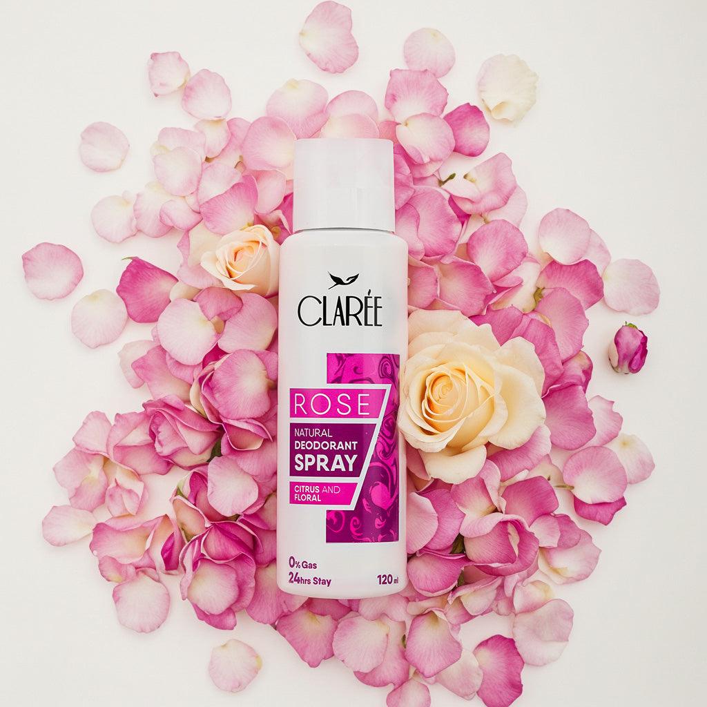 CLAREE Rose Natural Deodorant Spray - Citrus and Floral - Herbion Naturals