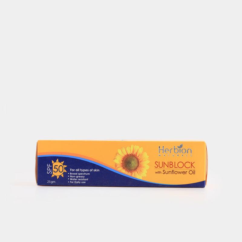 Herbion Naturals Sun Block with Sun Flower Oil 25gm - Herbion Naturals