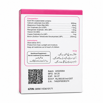 Calzibor Calcium 600mg + Vitamin D3 400IU Tablets – 30 Tablets