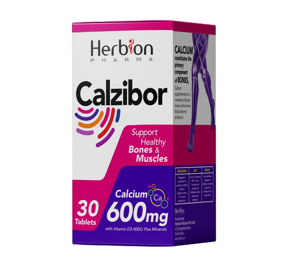 Calzibor Calcium 600mg + Vitamin D3 400IU Tablets – 30 Tablets