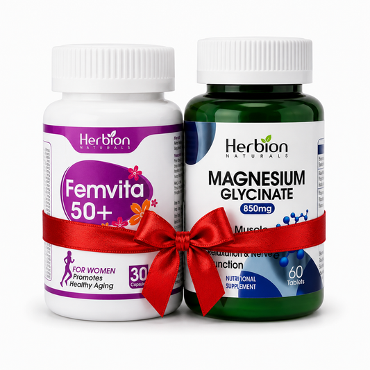 Herbion Nutragemz Women's 50+ Wellness Bundle – Femvita 50+ Multivitamin and Magnesium Glycinate 850mg combo pack