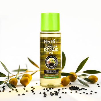 Herbion Naturals Damage Repair Hair Oil 120ml - Pure Cold Pressed Oil - Enriched with Vitamin E