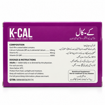 K-CAL Vitamin K2 + Calcium + Vitamin D3 (30 Tablets)