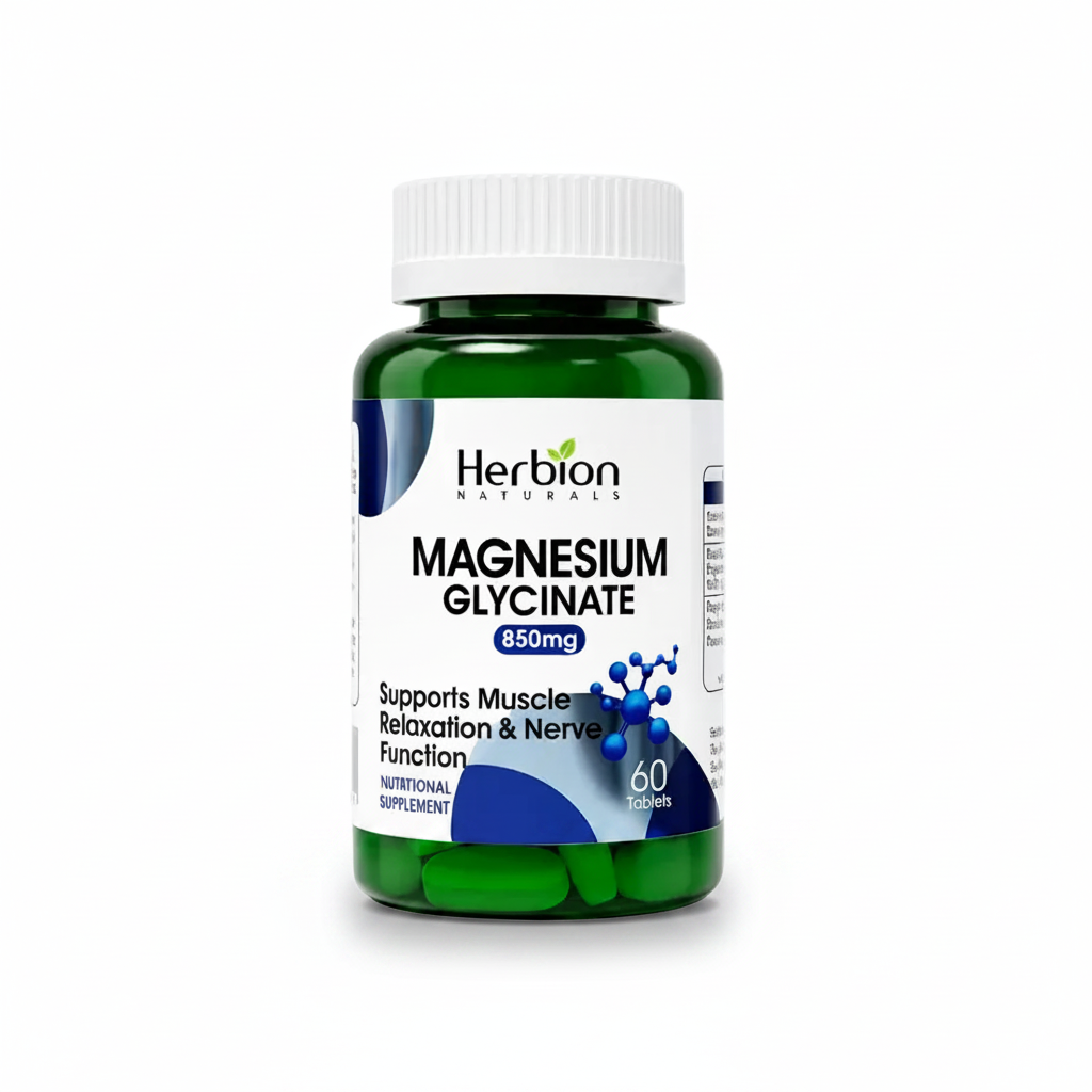 Herbion Magnesium Glycinate 850mg supplement facts and ingredient list