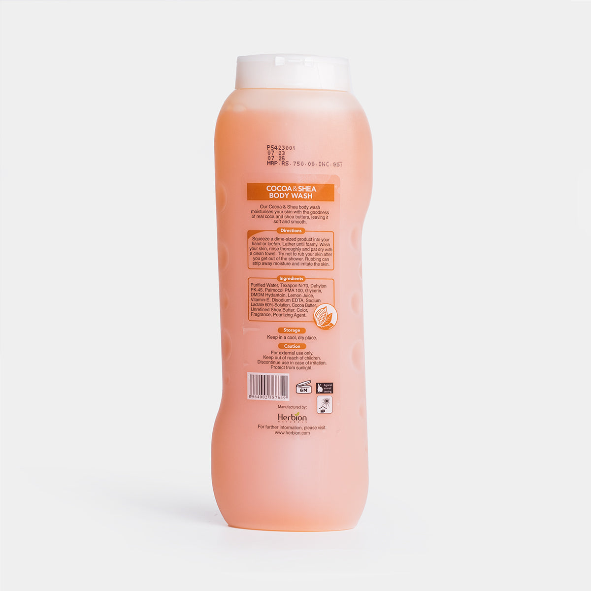 Default Herbion Cocoa & Shea Body Wash 400ml 100% Paraben Free - Image 3